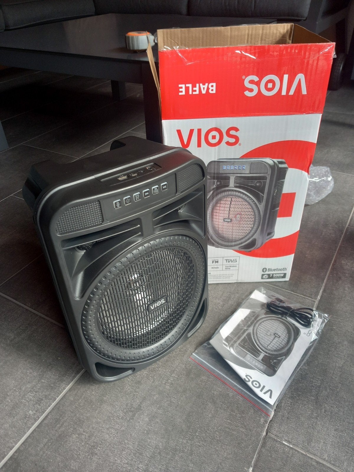 Vios Party Speaker met Bluetooth en Lichteffecten, Party speaker, Zo goed als nieuw, Bluetooth, Minder dan 60 watt