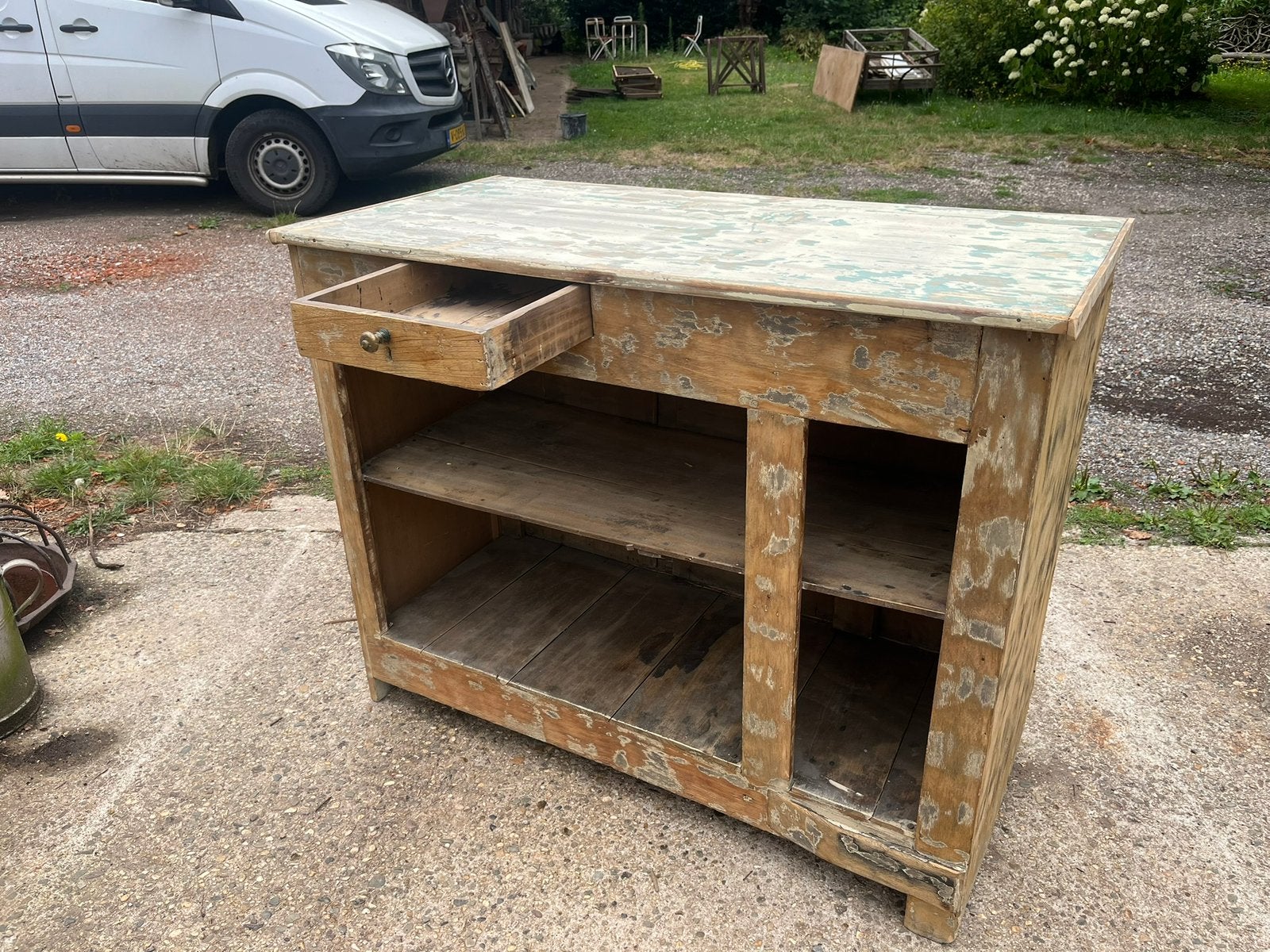 Oude toonbank of badkamer meubel of kookeiland of brocante, Antiek en Kunst, Ophalen