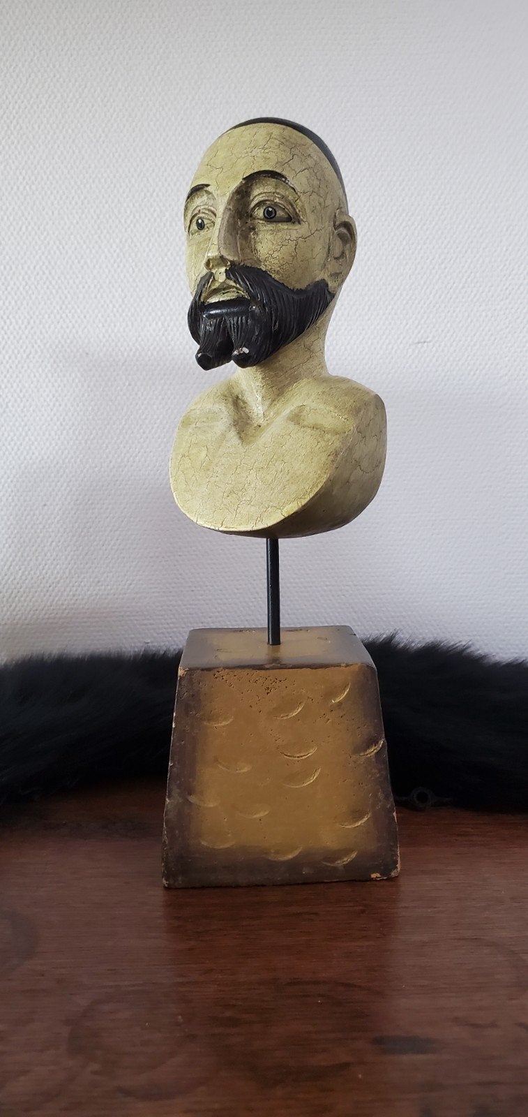 Vintage Buste van een Man met Baard - Houtsnijwerk, Buste, Ophalen of Verzenden, 20 - 50 cm, Hout