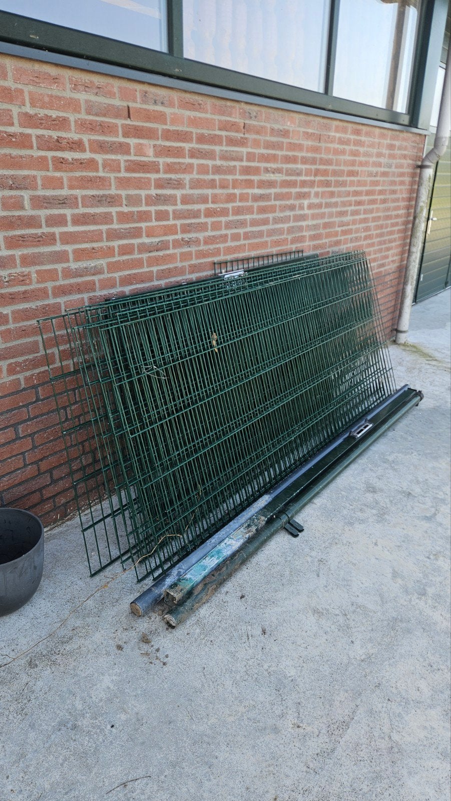 Dubbelstaafmat hekwerk met poortdeuren - 20m x 100cm, Met poort, Gebruikt, Dubbelstaafmat hekwerk, Ophalen of Verzenden
