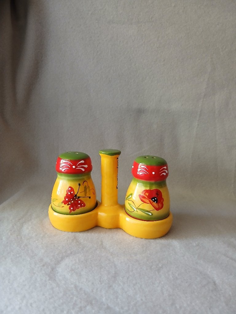 Handbeschilderde keramieken peper-en-zoutset, Verzenden