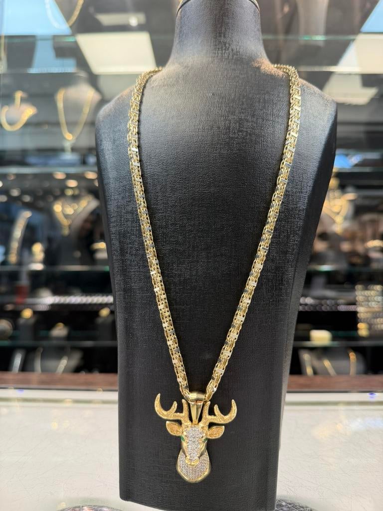 14k magnum ketting met hert hanger, Sieraden, Tassen en Uiterlijk, Kettingen, Ophalen of Verzenden, Nieuw, Goud