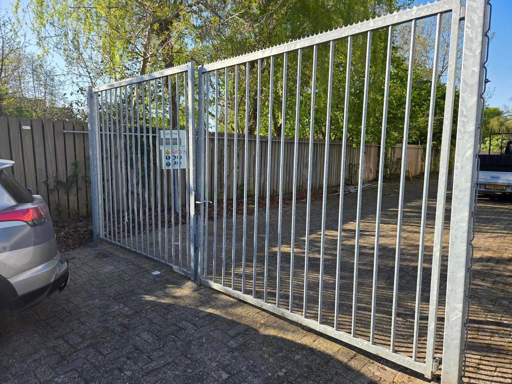Dubbele draaipoort, verzinkt, Tuin en Terras, Tuinhekken en Hekwerk, Ophalen, Met poort, Gebruikt, Spijlenhekwerk
