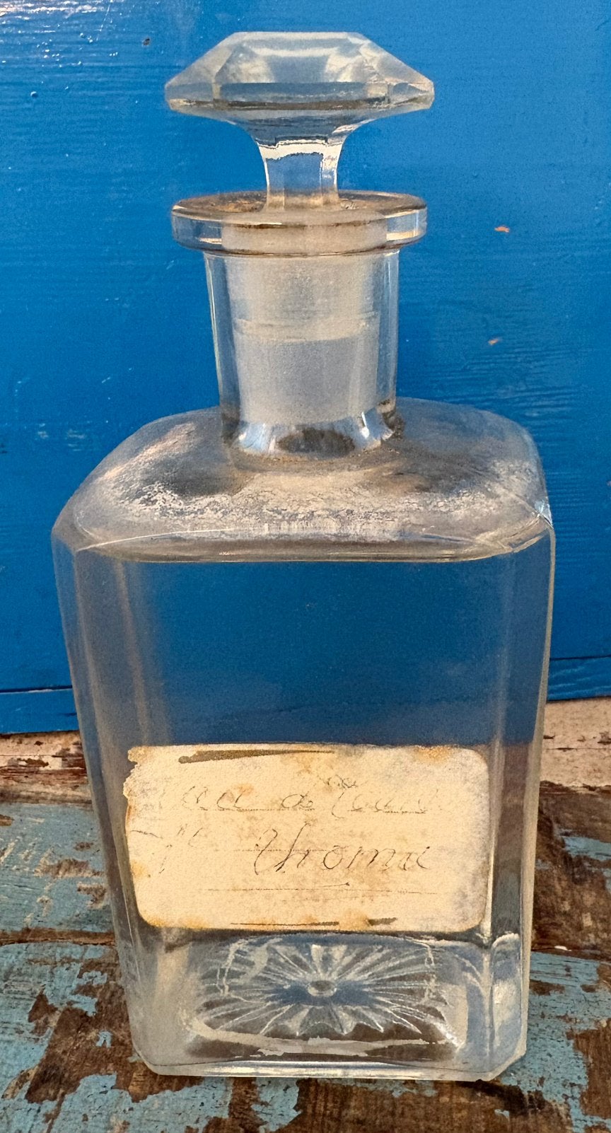 Antieke apothekersfles/ laboratoriumfles + glazen stop 20 cm, Antiek en Kunst, Ophalen