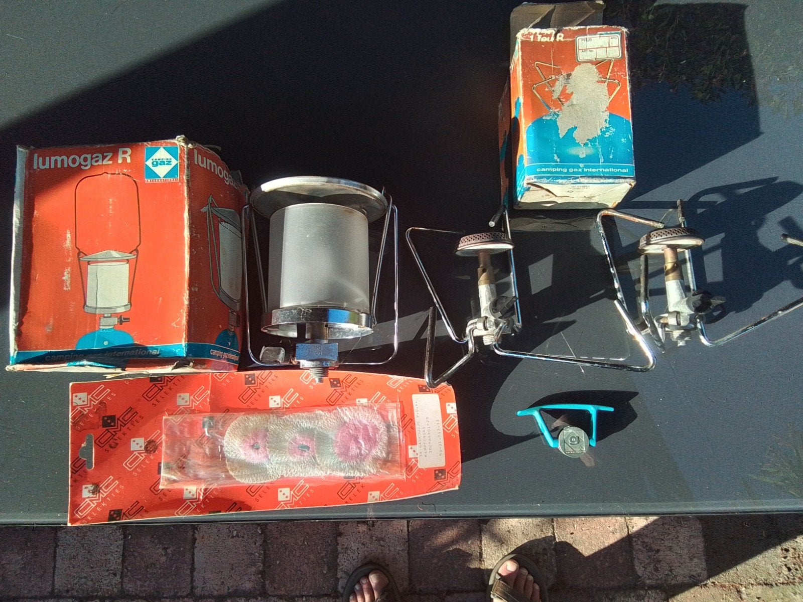 Campingaz Lumogaz R gaslamp en 2 kookpitten, Ophalen of Verzenden, Gebruikt
