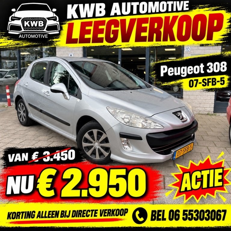 Peugeot 308 1.6 VTi 5-deurs | Airco APK Weinig km (bj 2010), Auto's, 15 km/l, Gebruikt, 680 kg, 1650 kg