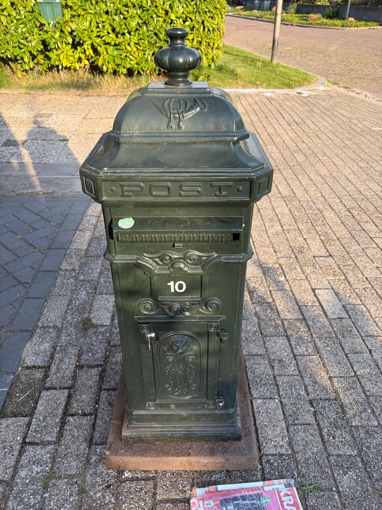 Antieke Kolombrievenbus - Groen, Staand Model, Tuin en Terras, Brievenbussen, Ophalen, Gebruikt, IJzer, Staande brievenbus