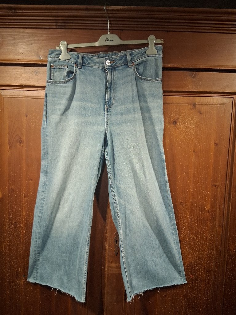 Cropped Wide Leg Spijkerbroek 42 MS Mode, Blauw, Ophalen of Verzenden, Zo goed als nieuw, MS Mode