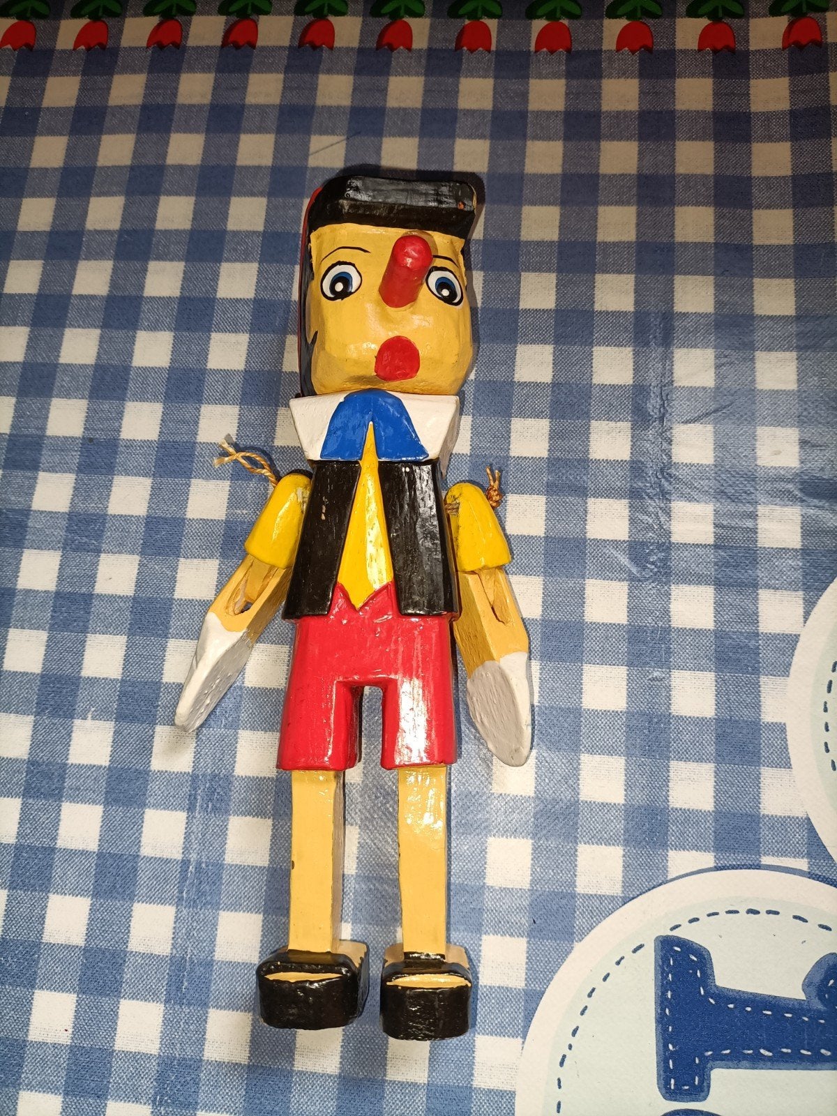 Vintage houten Pinokkio pop Pinocchio met beweegbare armen, Antiek en Kunst, Ophalen of Verzenden