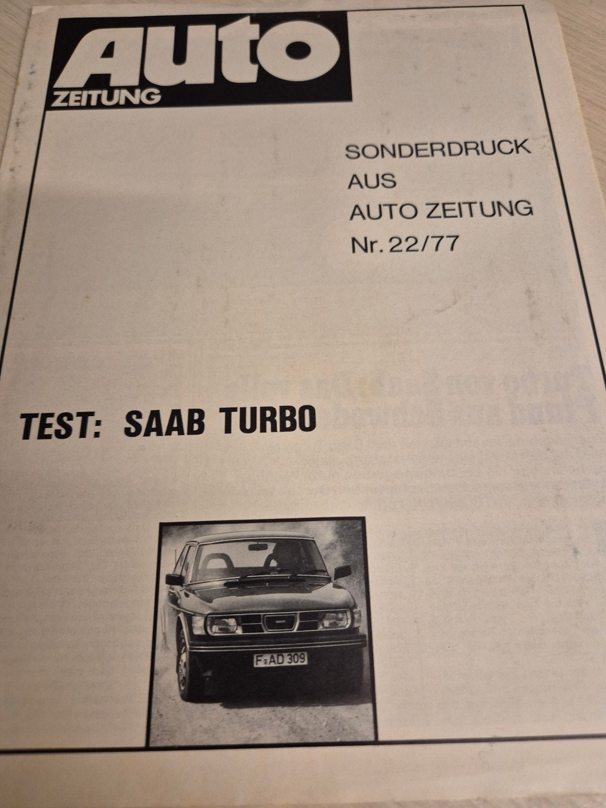 1977 Saab 99 Turbo uitgave izgst Technische informatie, Ophalen of Verzenden, Zo goed als nieuw, Overige merken