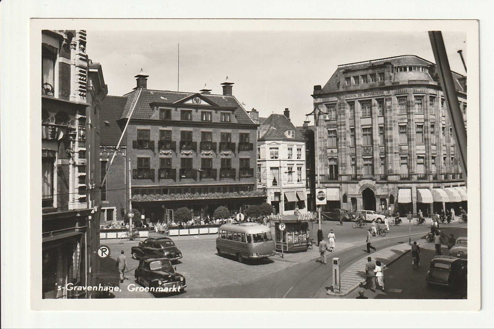 DEN HAAG 's GRAVENHAGE GROENMARKT OUDE AUTO'S OPEL MIDI BUS, Ophalen of Verzenden, 1960 tot 1980, Ongelopen, Zuid-Holland