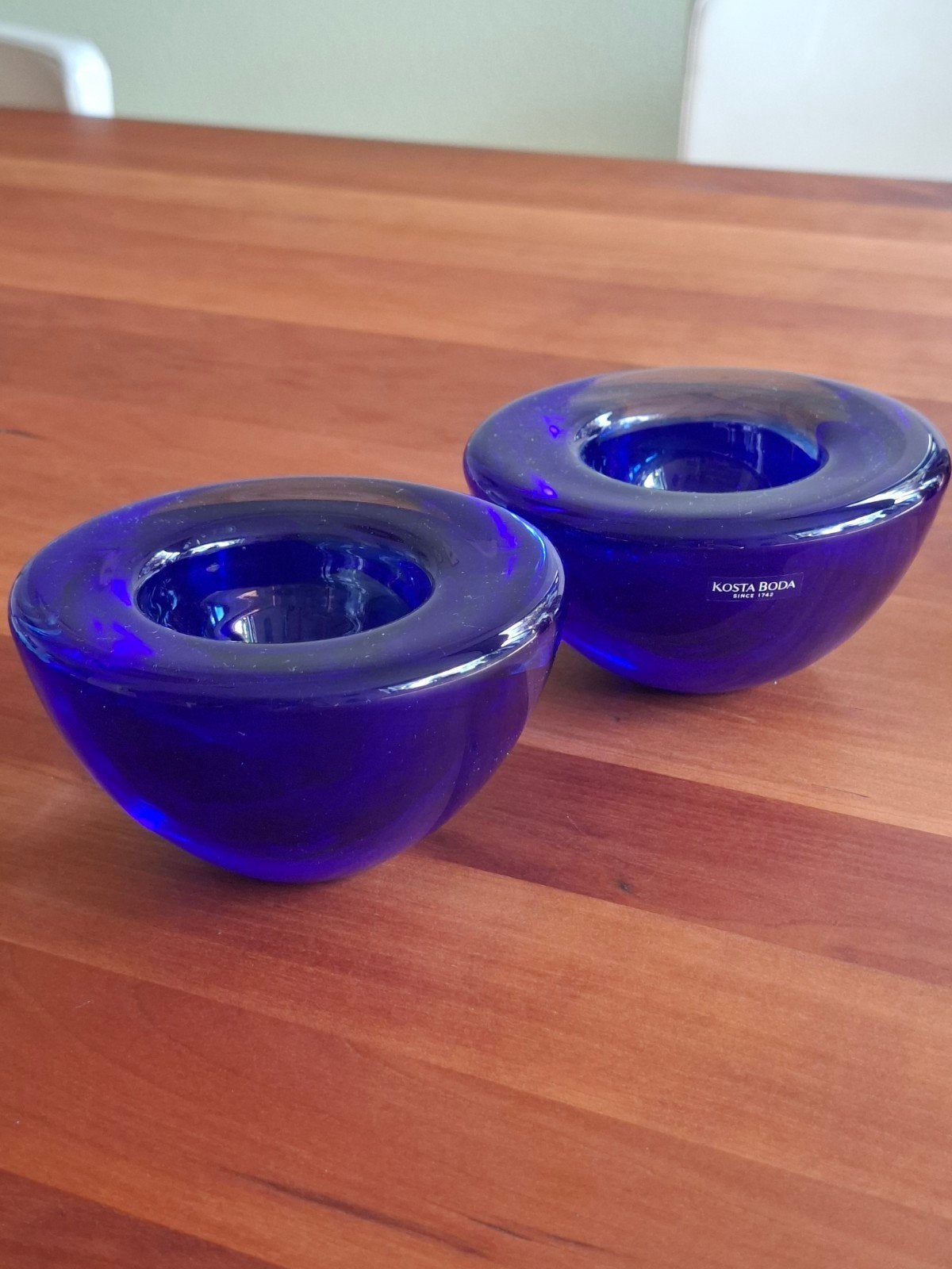 Kosta Boda Kobaltblauwe Glazen waxinelichthouders, Blauw, Kosta Boda, Waxinelichthouder, Ophalen of Verzenden