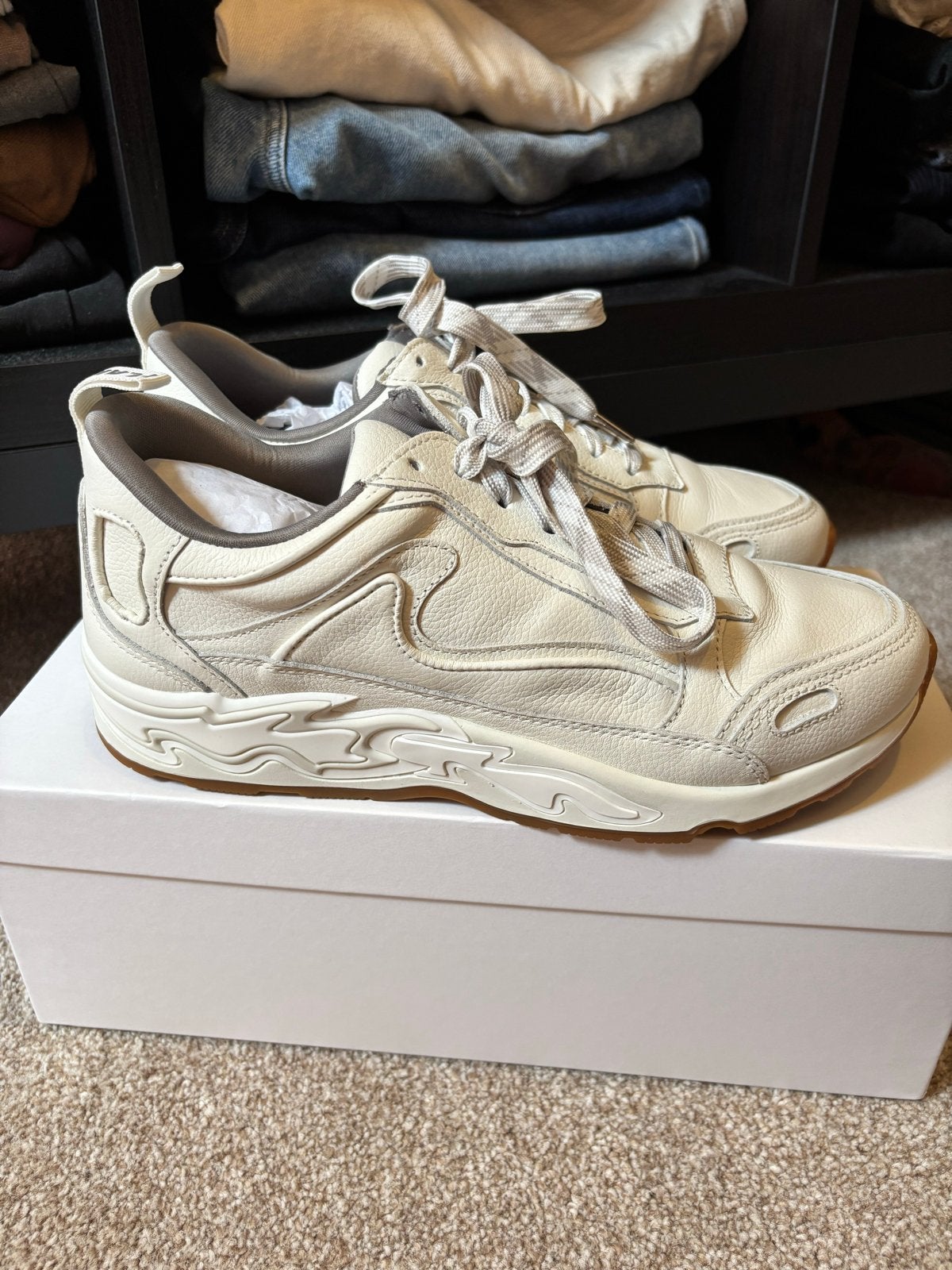 Sandro Flame sneakers - Crème wit, Wit, Nieuw, Ophalen of Verzenden, Sneakers of Gympen