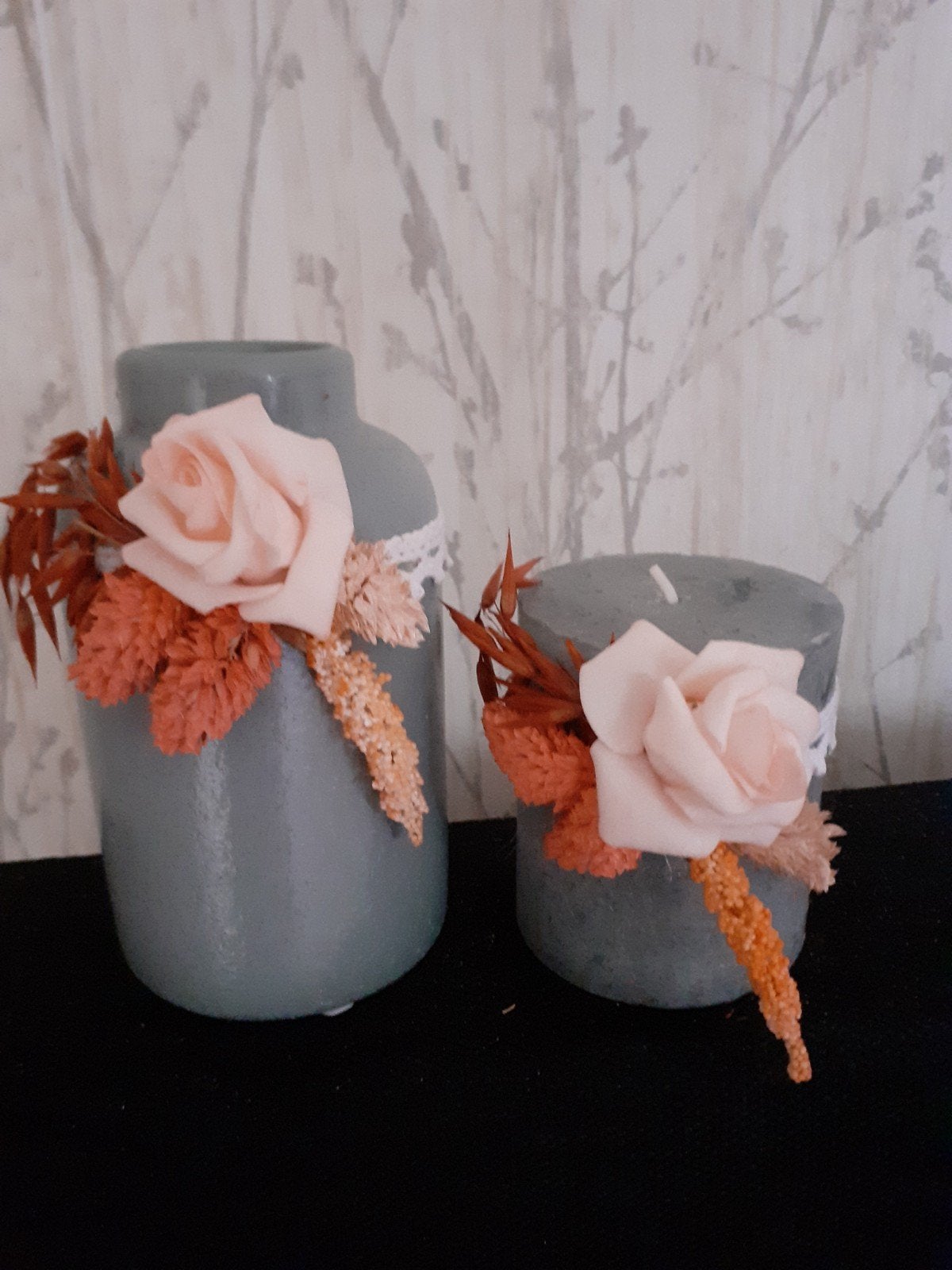nieuw setje gedecoreerd met droogbloemen, Ophalen of Verzenden, Nieuw
