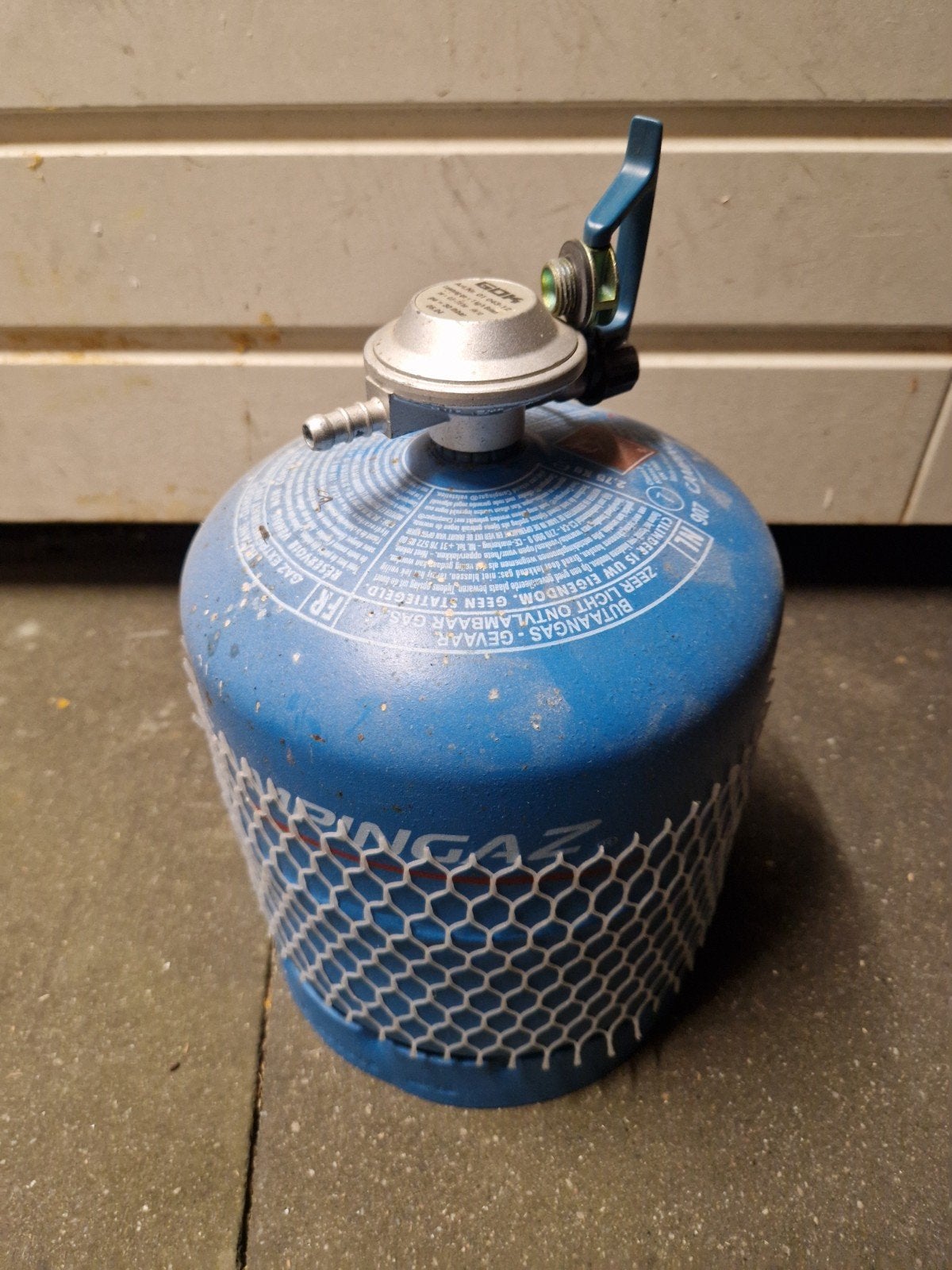 Campingaz gasfles 907 met GÖK drukregelaar, Ophalen of Verzenden, Gebruikt