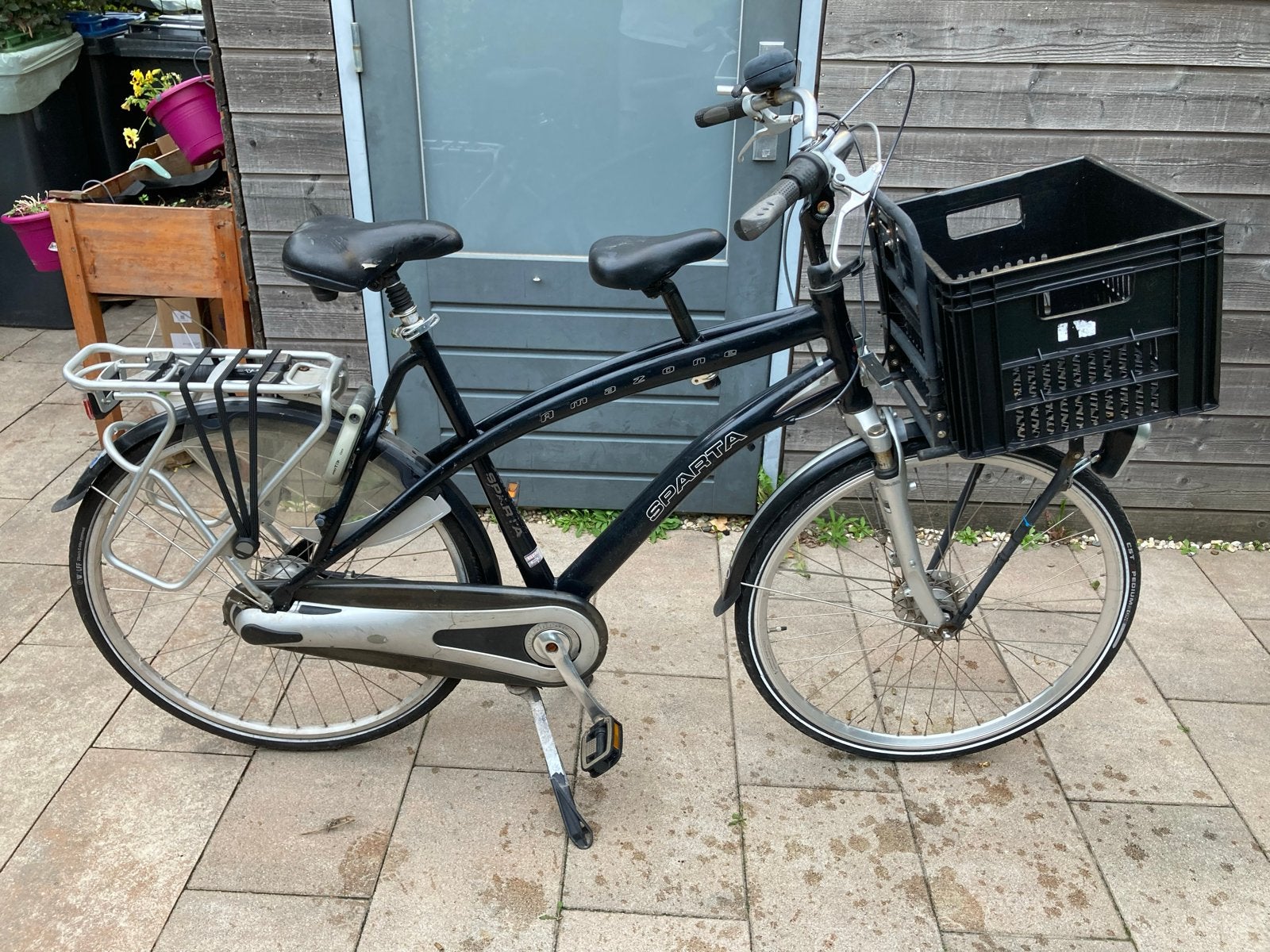 Sparta Amazone papafiets met kinderzitje en krat, Fietsen en Brommers, Ophalen, Gebruikt, Sparta, Versnellingen