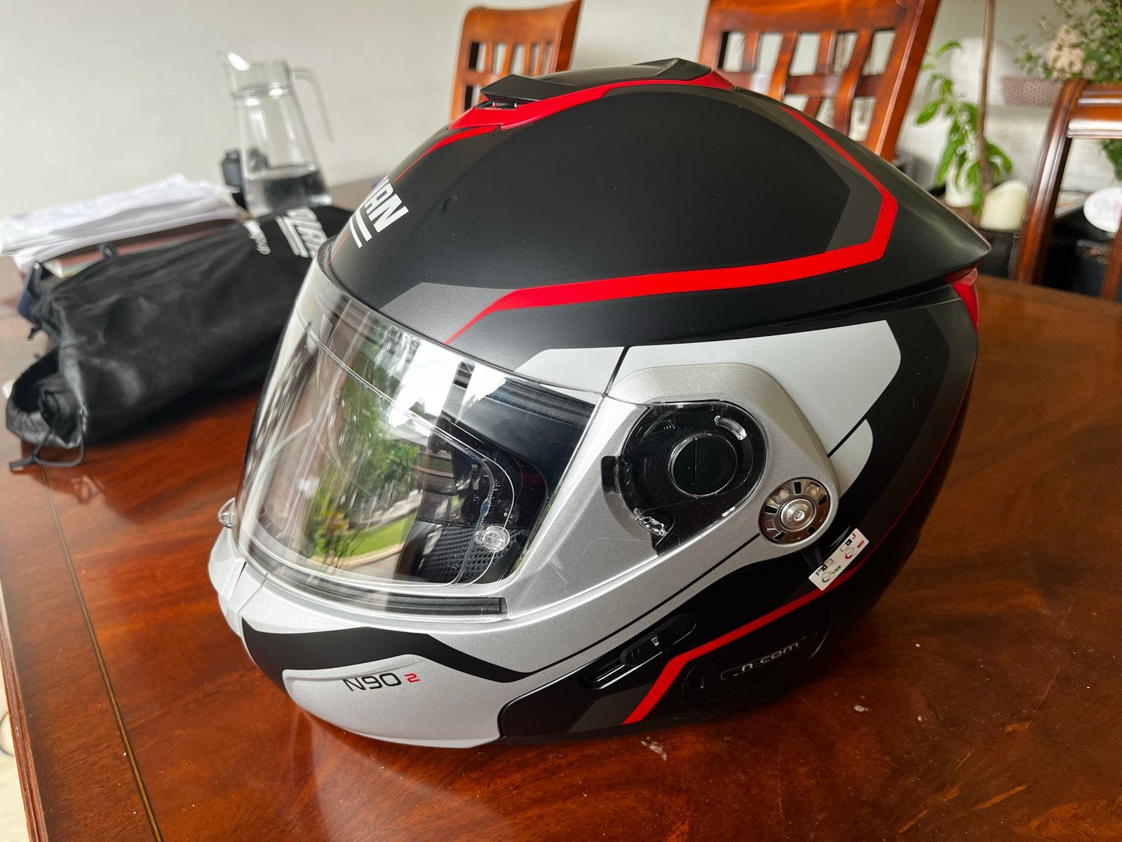 Nieuwe Nolan N90-2 Systeemhelm - Zwart/Rood/Grijs XS, Systeemhelm, Heren, Nolan, Ophalen of Verzenden