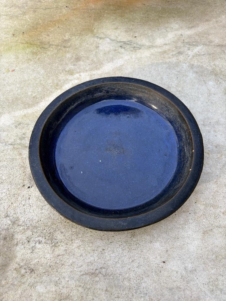 Blauwe schaal voor onder bloempot 20 cm doorsnee onderzetter, Tuin en Terras, Bloempotten, Gebruikt, Rond, Ophalen of Verzenden