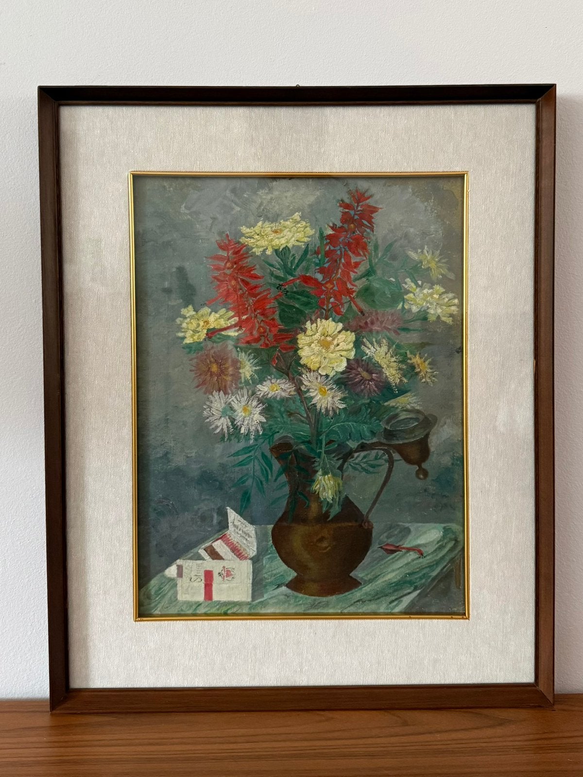 Schilderij, olieverf, stilleven, bloemen, vintage, jr 70/80, Ophalen of Verzenden