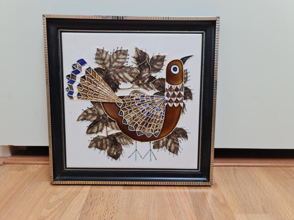Keramiek wandtegel Cubeline & Majolica fazant ambachtelijk, Antiek en Kunst, Ophalen