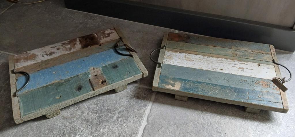 2 Hoffz bajotten met handvaten, Ophalen of Verzenden, Zo goed als nieuw, Rechthoekig, Hout