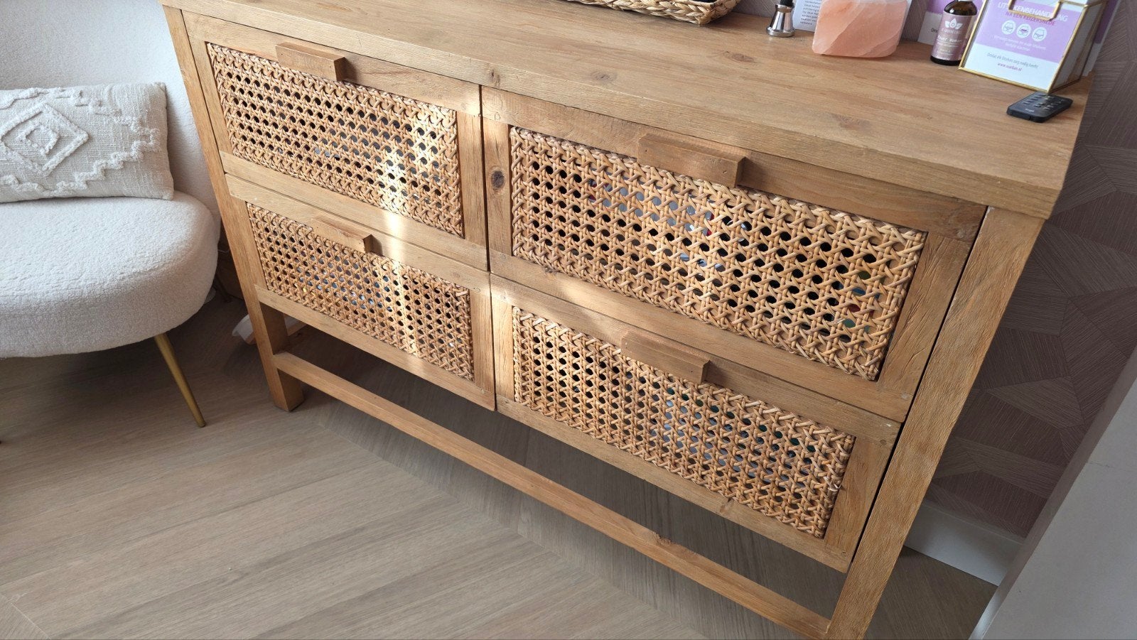 Kwantum Sibu Kast en Dressoir - Rotan en Hout, Huis en Inrichting, Ophalen, Gebruikt, Bohemian, Natuurlijk, Overige houtsoorten