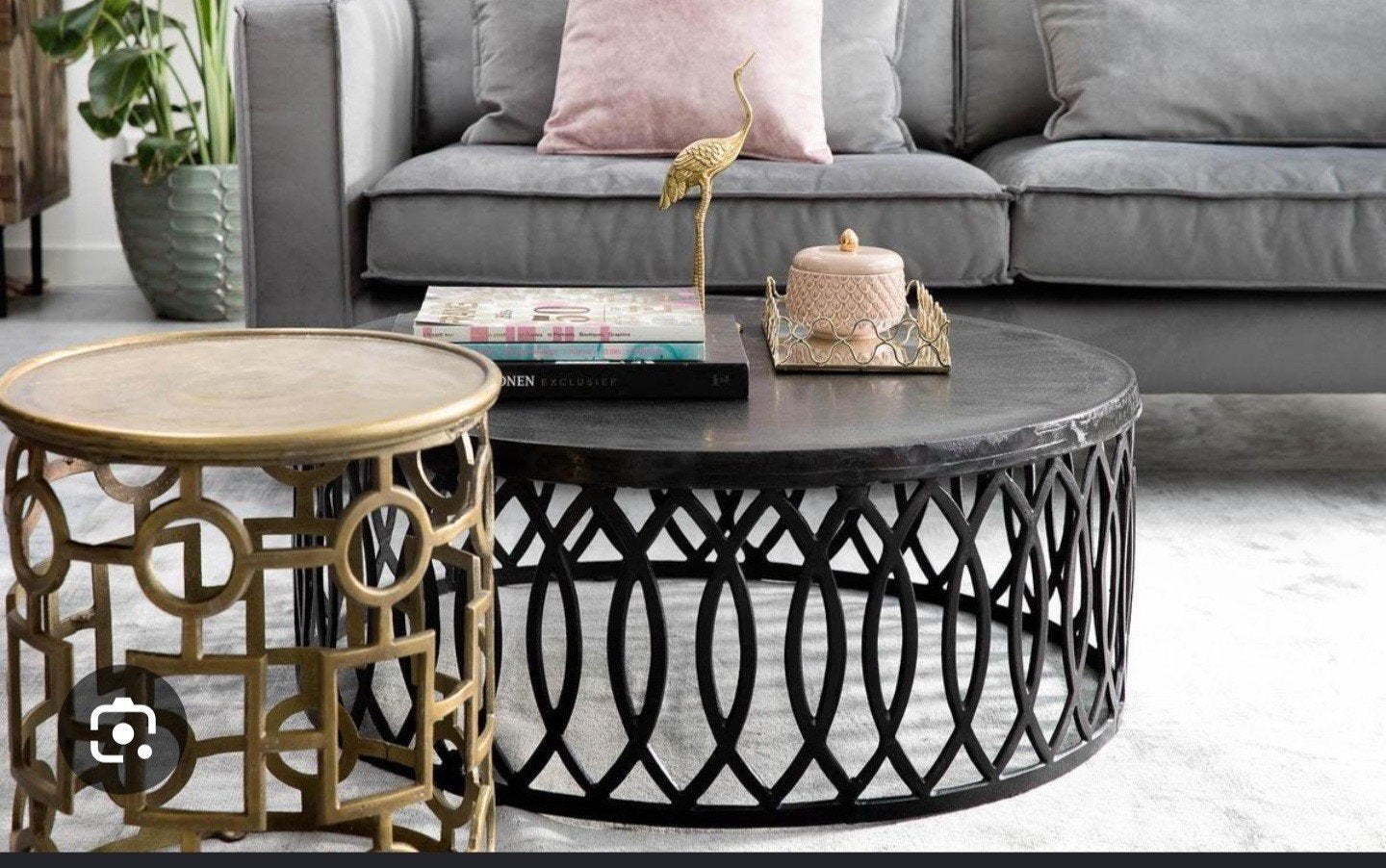 Goossens Salontafel Hanne - Rond Aluminium Ø 90 cm, Huis en Inrichting, Tafels | Salontafels, Ophalen, Gebruikt, 50 tot 100 cm