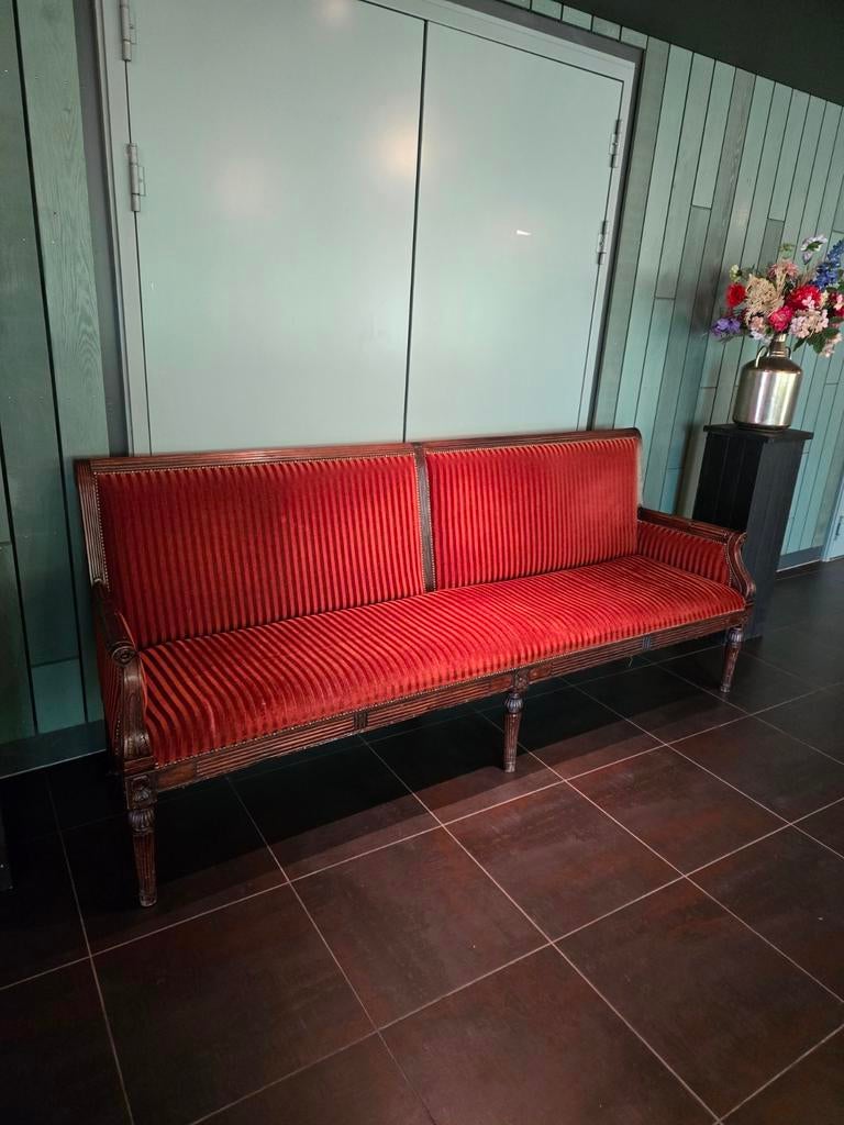 Louis XVI stijl 4-zits bank – 250 cm – ribstof – klassieke s, Ophalen, Gebruikt, 75 tot 100 cm, 200 tot 250 cm