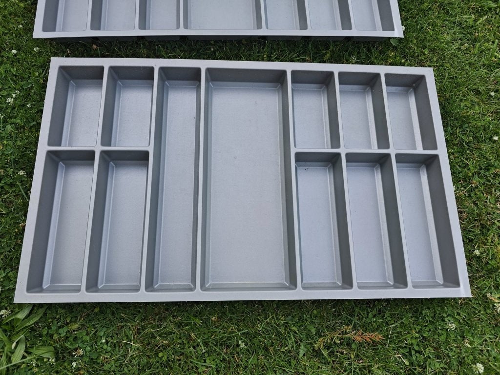 Bestekbakken voor lades - Set van 2, Ophalen, Kunststof, Grijs, Overige merken