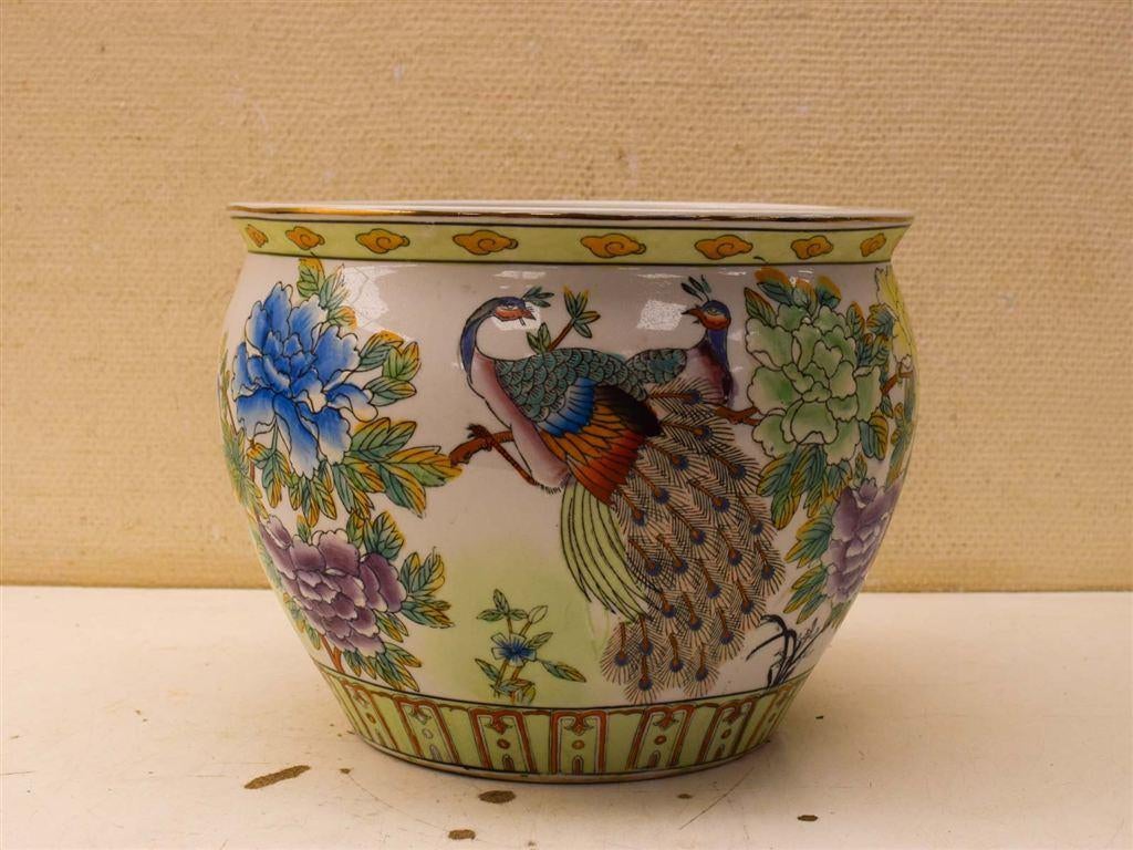 Porseleinen Bloempot 51713, Tuin en Terras, Gebruikt, Rond, Ophalen of Verzenden, Aardewerk