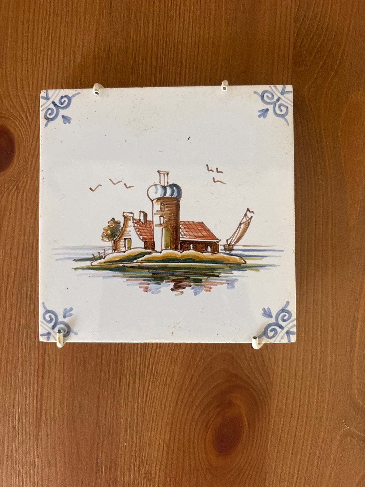 Delfts Blauw Tegeltje met Hollands Landschap, Ophalen of Verzenden