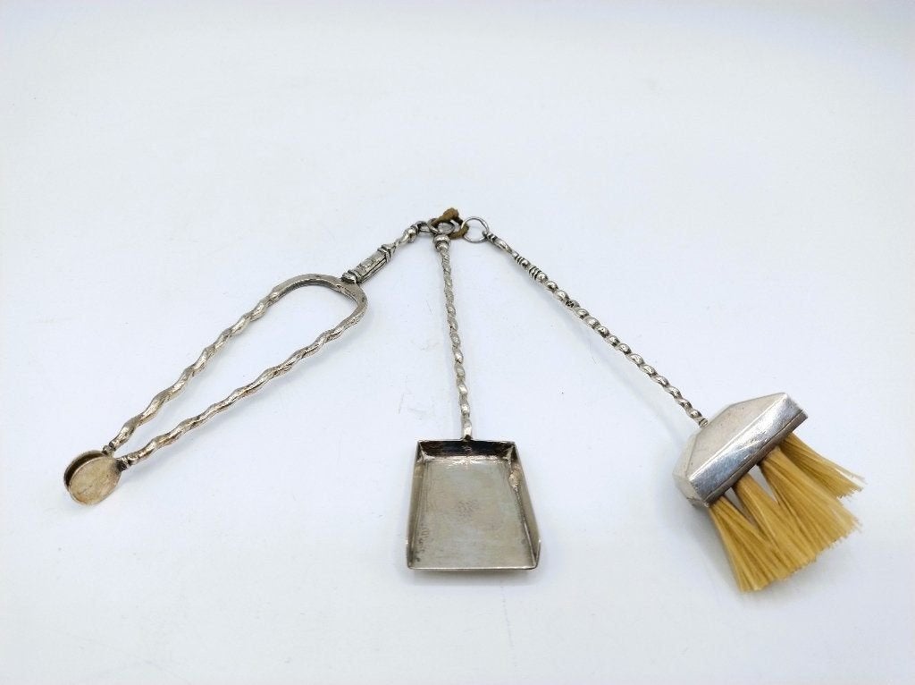 3-Delig zilveren miniatuur haardstel, Pieter Snijder, 1734, Antiek en Kunst, Verzenden, Zilver