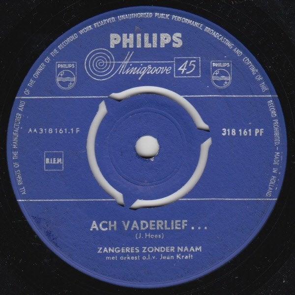 Zangeres Zonder Naam - Ach,Vaderlief (Single), Gebruikt, 7 inch, Ophalen of Verzenden, Nederlandstalig