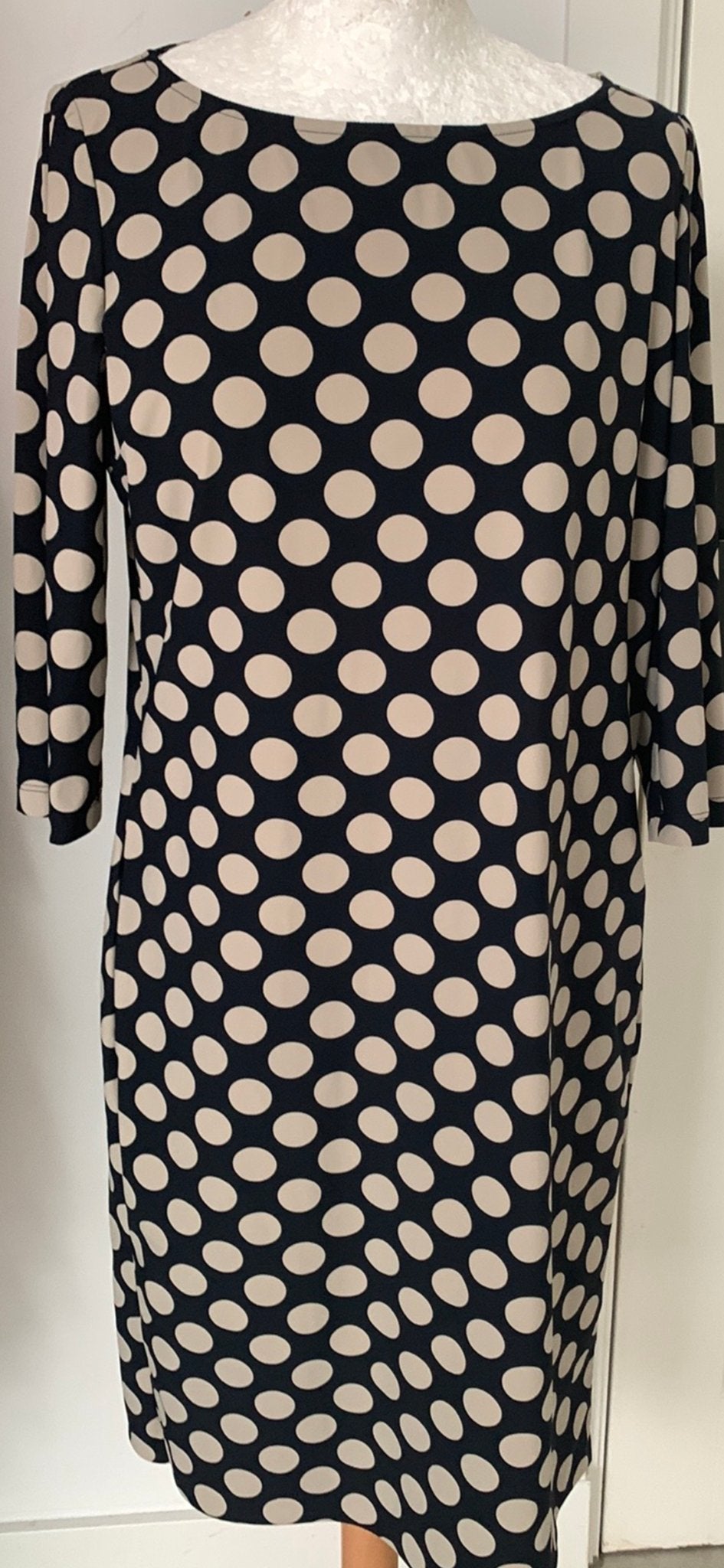 LaDress jurk travelstof stippel XS, S M of XL, Zwart, Maat 46/48 (XL) of groter, Ophalen of Verzenden, Zo goed als nieuw