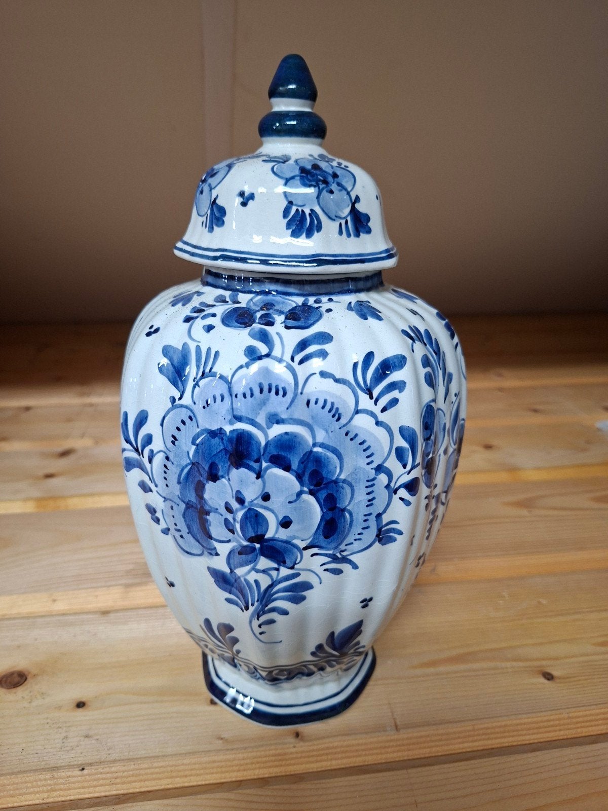 Delfts Blauw gemberpot met deksel, handgeschilderd, 30 cm, Ophalen