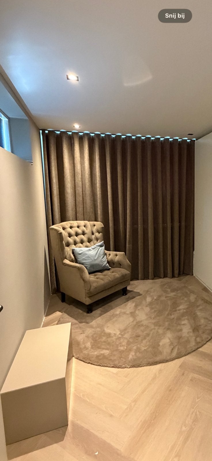 Fauteuil velvet taupe, Ophalen, Gebruikt, 75 tot 100 cm, Minder dan 50 cm