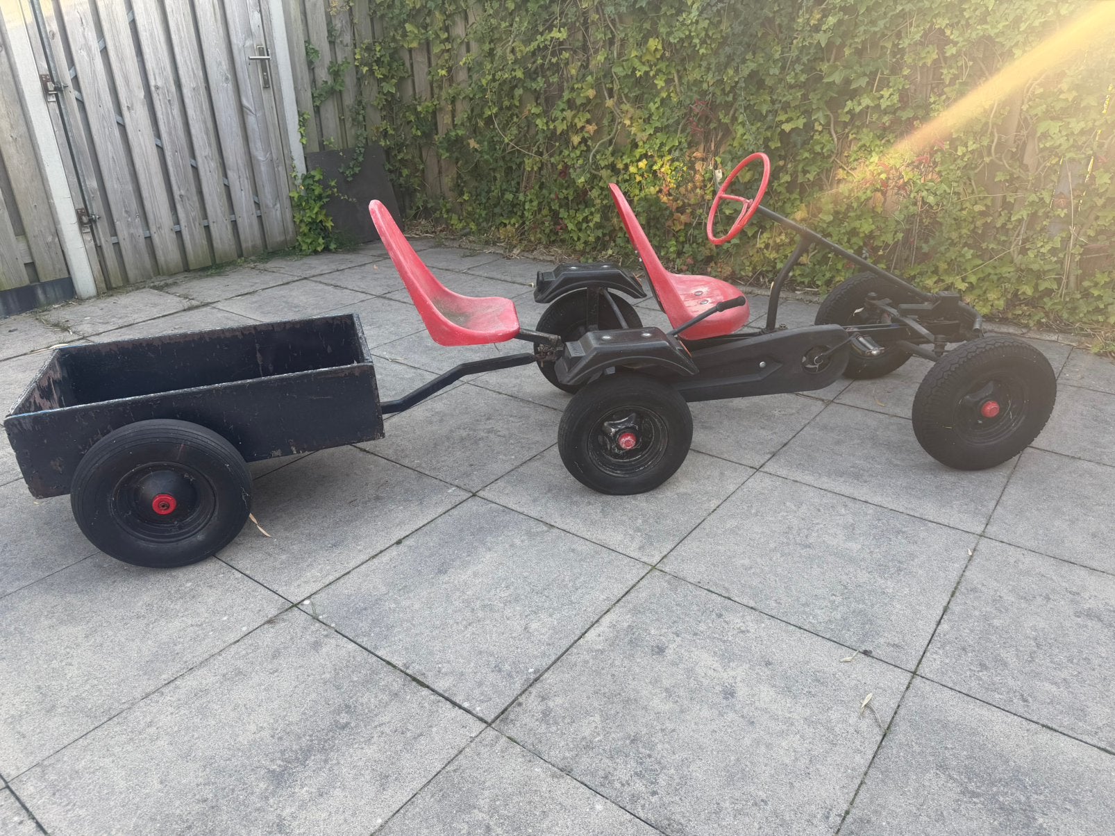 Mammoet skelter 2 zitjes en aanhanger!, Ophalen of Verzenden, Gebruikt, Mammoet, Duozit