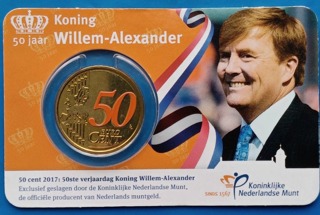 50 jaar Koning Willem-Alexander 2017 in coincard, Postzegels en Munten, Munten | Nederland, Verzenden, Koningin Beatrix, Euro's