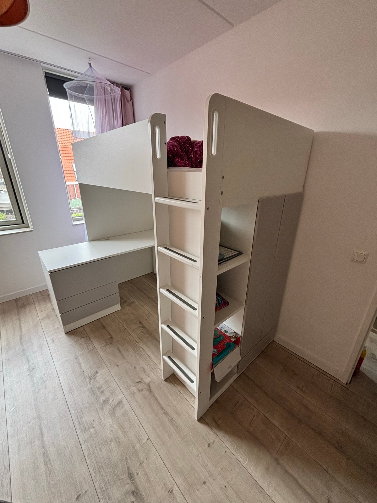 IKEA SMÅSTAD Hoogslaper met bureau en opbergruimte, Ophalen, Gebruikt, Eenpersoons, 200 cm