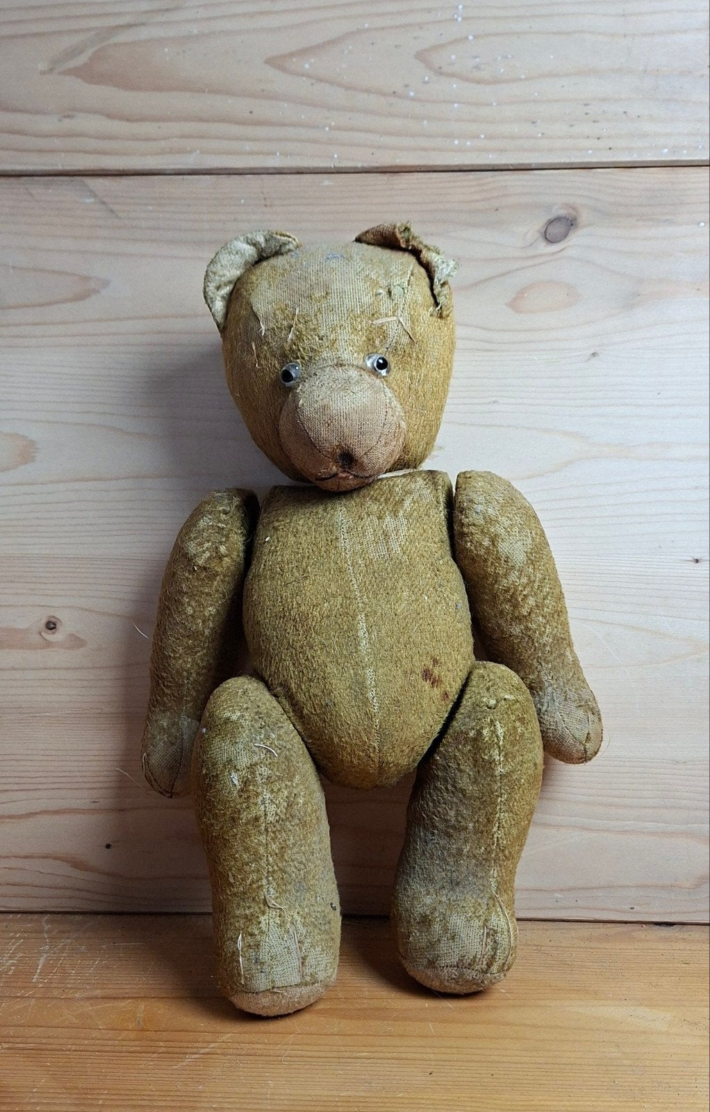 Vintage Teddybeer sleets - 38cm hoog, beweegbare ledematen, Ophalen of Verzenden