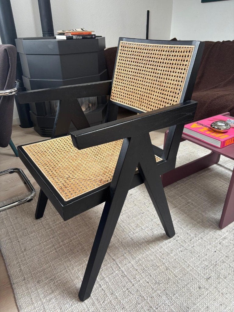 Japandi design rotan stoel, Ophalen, Gebruikt, Zwart, Eén