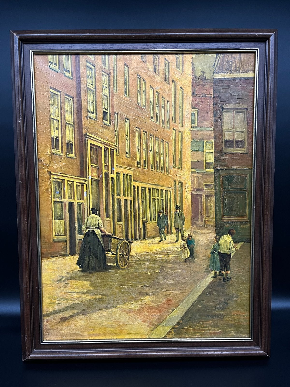 Olieverfschilderij 'Wilde Broedersteeg Rotterdam 1925', Ophalen, Doek, Realistisch, Olieverf