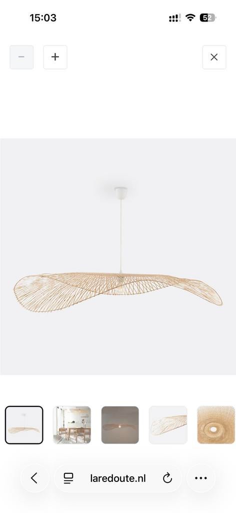 Hanglamp in bamboe Ø130 cm, Ezia, Huis en Inrichting, Ophalen, Nieuw, Overige materialen, 75 cm of meer