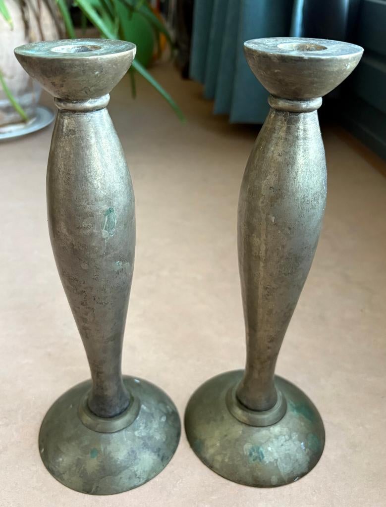 Mooie robuuste kandelaars, metaal (vintage), Ophalen of Verzenden, Overige materialen