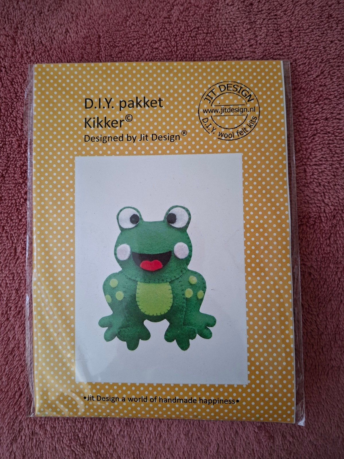 DIY Viltpakket Kikker - Jit Design Wolvilt Kit, Hobby en Vrije tijd, Vilt, Ophalen of Verzenden
