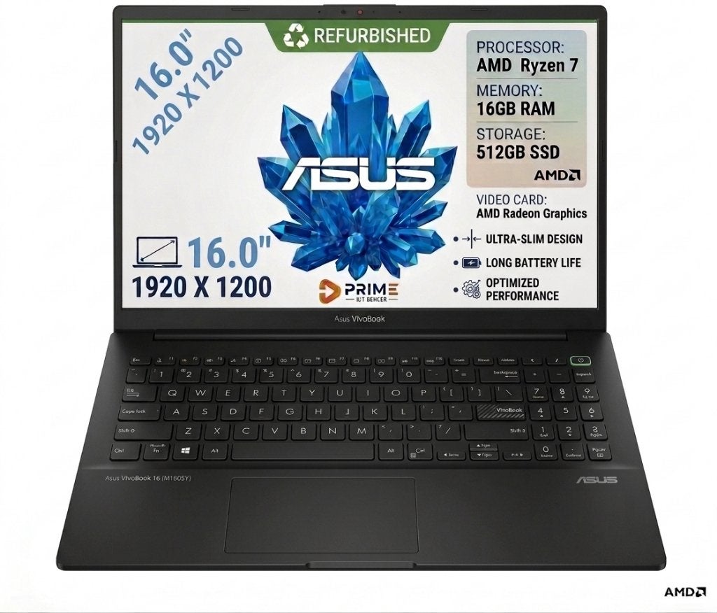 Asus Laptop VivoBook 16 - AMD Ryzen 7, 16GB, 512GB, +Radeon, Info@asus.com, Asus, Met videokaart, Qwerty