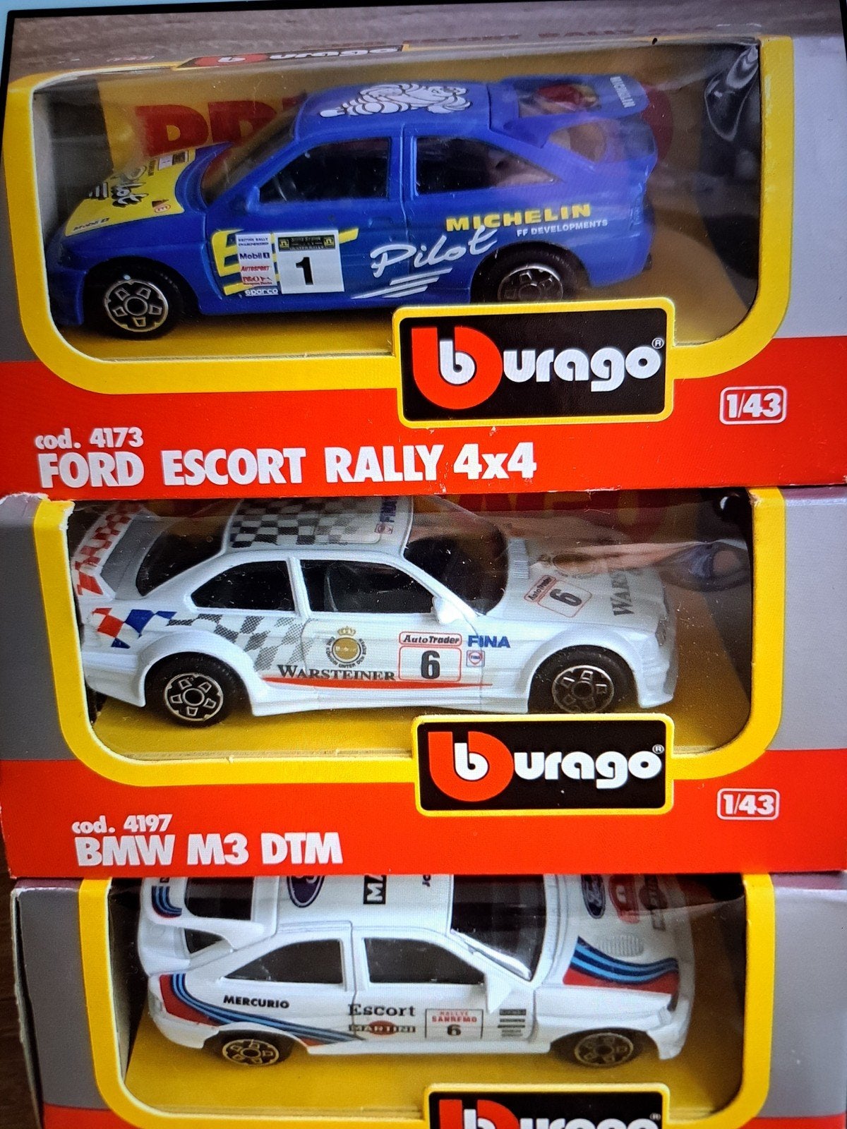 Burago modelauto's: Ford Escort Cosworth, BMW M3 DTM, Rally, Ophalen of Verzenden, Auto, Overige merken