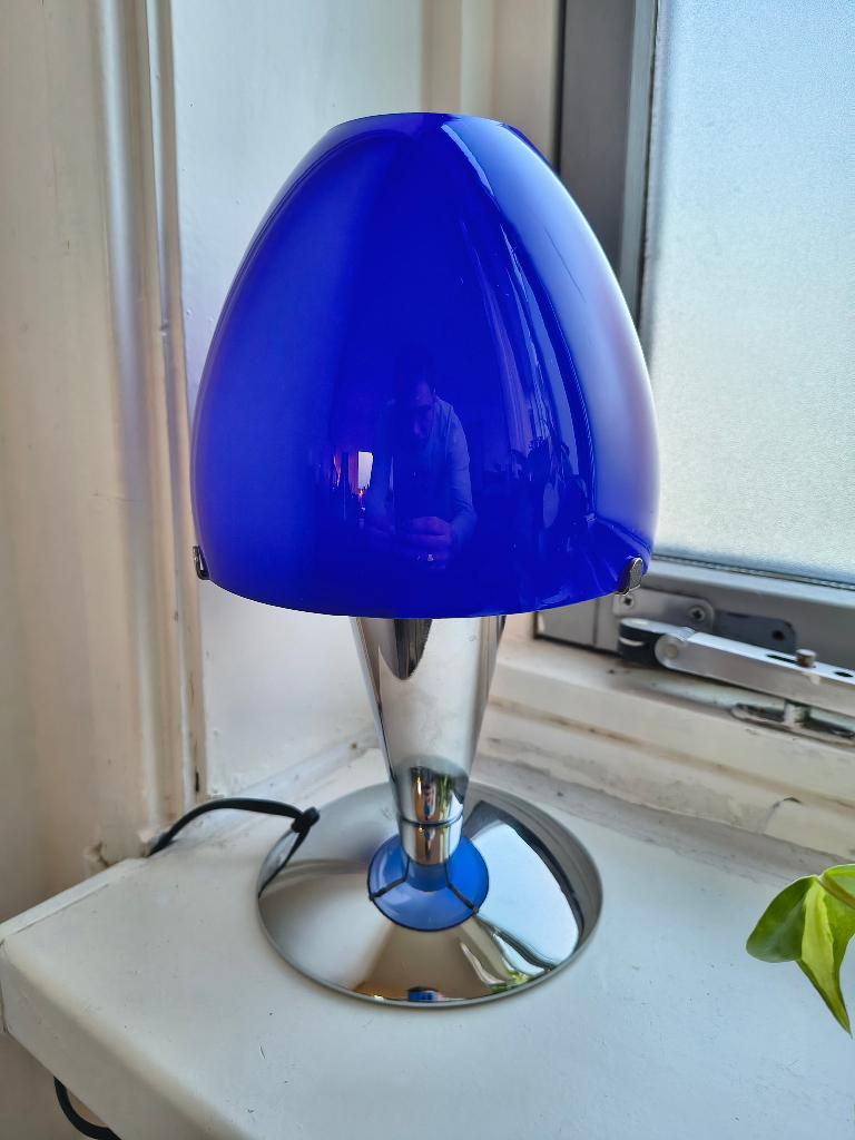 Blauwe mushroom lamp, Huis en Inrichting, Onbekend, Ophalen of Verzenden, Zo goed als nieuw, Glas