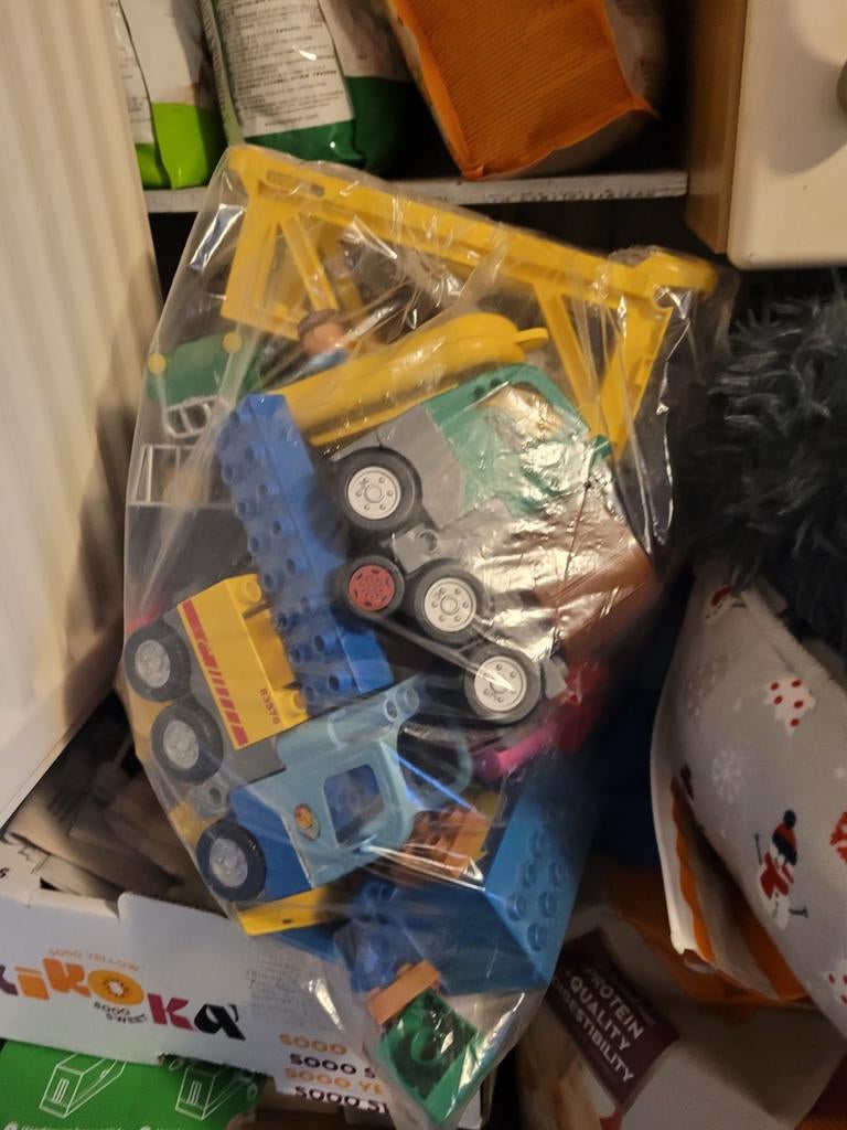 Zak duplo met werkvoertuigen., Diversen, Rommelmarktspullen, Ophalen of Verzenden