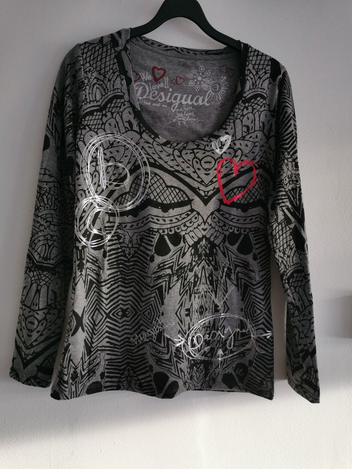 Desigual top mt. M, Kleding | Dames, Tops, Zo goed als nieuw, Maat 38/40 (M), Grijs, Lange mouw, Verzenden